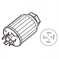 美规工业锁固插头	(NEMA L14-20P) 4芯直式 , 3 P, 4芯接地 20A 125V/250V