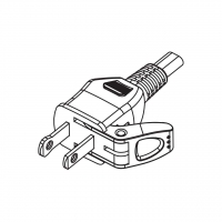 美规(美标)NEMA 1-15P 直式 AC插头2 P/ 2 芯 不接地, 15A 125V