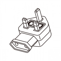 AC转接头, 英规 (英标)插头转欧洲(弯头)连接器 3转2-Pin