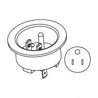 美规 (美标)NEMA 5-15P Flanged 公插座, 2 P 3芯接地 15A 125V