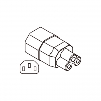 AC转接头, IEC 320 Sheet E 插头连接器转IEC 320 C5 连接器, (适用笔电), 3转3-Pin,