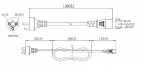丹麦3-Pin 插头转 IEC 320 C13品字尾 AC电源线组- 成型PVC线材(Cord Set) 1.8 米黑色 ( HVV-F 3G 0.75mm² )