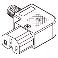 IEC 320 C15 连接器3芯, 右弯15A北美标准家用