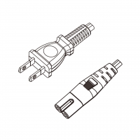 日本2-Pin插头转 IEC 320 C7 八字尾 AC电源线组-PVC线材 (Cord Set) 1.8 米黑色 (VCTFK 2X0.75mm² )