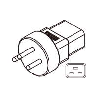 AC转接头, 希腊转IEC 320 C19 连接器, 3转3-Pin, 16A 250V