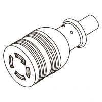 美规 (美标)AC电源线防松脱连接器 (L15-30R) 3 P 4 芯  接地, 30A/ 3Ø250V