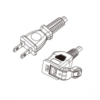 日本2-Pin插头to 2孔 (EASY PULL)连接器, AC电源线组-PVC线材 (Cord Set) 1.8 米黑色 (VCTFK 2X0.75mm² )