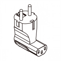 AC转接头, 欧规 (欧标)弯头转IEC 320 C13 连接器, 3转3-Pin, 10A 250V