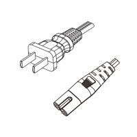 中国2-Pin插头转 IEC 320 C7 八字尾 AC电源线组-PVC线材 (Cord Set) 1.8 米黑色 60227 IEC 52 (RVV300/300) 2X0.75mm²