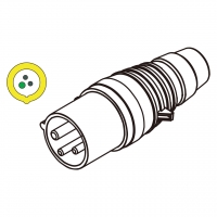 IEC 309 插头3芯 2P 3W, IP 44 防泼水型 (4H)(美规) 16A 125V (欧洲) 16A 100V~130V