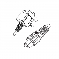 英规 (英标)3-Pin插头转 IEC 320 C5米老鼠 / 梅花尾 AC电源线组-PVC线材 (Cord Set) 1.8 米黑色 (H03VV-F 3G 0.75mm² )
