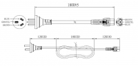 中国3-Pin 插头转 IEC 320 C5米老鼠 / 梅花尾 AC电源线组- 成型PVC线材(Cord Set) 1.8 米黑色 (60227 IEC 53 3*0.75mm² )