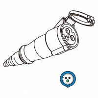IEC 309 连接器(美规) 3芯 2P 3W, IP 44 防泼水型 (6H)16A 250V