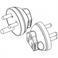 AC转接头, 南非插头转美规NEMA 5-15R连接器, 3转3-Pin, 10A 250V (超音波熔接式)