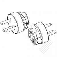 AC转接头, 以色列插头转美国NEMA 5-15R 连接器, 3转3-Pin, 10A 250V (超音波熔接式)