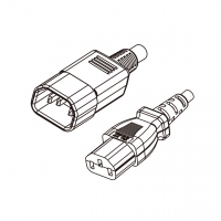 英规 (英标)3-Pin IEC 320 Sheet E 品字三脚插头转 IEC C13品字尾 AC电源线组-HF超声波成型-无卤线材 (Cord Set ) 1.8 米黑色 (HZ1Z1-F 3X0.75mm² )
