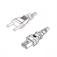 瑞士2-Pin插头to IEC 320 C7 八字尾 AC电源线组-PVC线材 (Cord Set) 1.8 米黑色 (H03VVH2-F 2X0.75mm² )