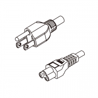 日本3-Pin 插头转 IEC 320 C5米老鼠 / 梅花尾 AC电源线组- 成型PVC线材(Cord Set) 1.8 米黑色 (VCTF 3X0.75mm² 圆线 )