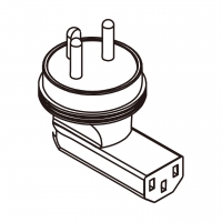 AC转接头, 丹麦弯头转IEC 320 C13 连接器, 3转3-Pin, 10A 250V