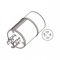 AC转接头, NEMA L14-20P Twist Locking转L14-20R, 3 P 4芯接地, 组装式, 4转4-Pin, 20A 125V/250V