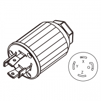 美规工业锁固插头	(NEMA L15-30P) 5 芯直式 , 4 P, 5芯接地 30A, 3 Phase  250V