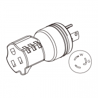 AC转接头, NEMA L5-15P Twist Locking转5-15R, 2 P 3芯接地, 3转3-Pin, 15A 125V