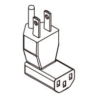 AC转接头, 美规 (美标)弯头转IEC 320 C13 连接器, 3转3-Pin, 10A 125V