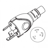 美规(美标) NEMA L6-30P 锁固式 AC插头, 2 P/3 芯接地, 30A 250V