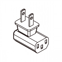 AC转接头, 日本 弯头转IEC 320 C13 连接器, 3转3-Pin, 10A 125V