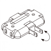 台湾AC转接头, Power Tap  (180∘旋转pin), 2-pin, 3 插座