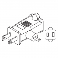 美规(美标)NEMA 1-15P/R T 型 AC插头2 P/ 2 芯 不接地 15A 125V