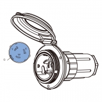 台湾船舶用防松脱插座NEMA SS2-50P Contoured 电源插座, 防水盖, 50A 125/250V