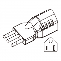 AC转接头, 意大利插头转美国NEMA 5-15R 连接器, 3转3-Pin, 10A 250V  (成型式)