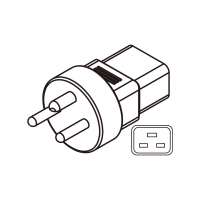 AC转接头, 丹麦转IEC 320 C19 连接器, 3转3-Pin, 16A 250V