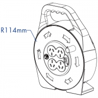 4孔插座手摇式卷线盘, 中国3孔X 4, 10M 1.0mm²/ 3C线材, 10A 断路器, 电源指示, ø 114mm