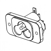 IEC 320 (C6) 梅花型(米老鼠头型) 家电用品AC公插座(Inlet), 附螺丝孔, 2.5A