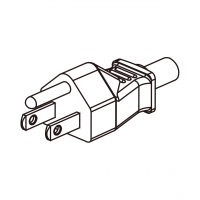 美规 (美标)3-Pin NEMA 5-15P插头AC电源线-成型PVC线材1.8 米黑色线材切齐  (SJT 18/3C/60C  )