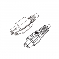 台湾3-Pin插头转 IEC 320 C5米老鼠 / 梅花尾 AC电源线组-PVC线材 (Cord Set) 1.8 米黑色 (VCTF 3X0.75mm² )