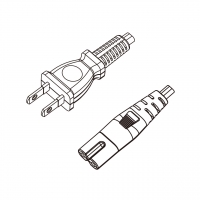 日本2-Pin插头转 IEC 320 C7 八字尾 AC电源线组-PVC线材 (Cord Set) 1.8 米黑色 (VFF 2X0.75mm² )