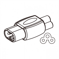 AC转接头, IEC 320 Sheet C 插头连接器转IEC 320 C5 连接器, (适用笔电), 2转3-Pin,