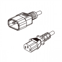 欧规 (欧标)3-Pin IEC 320 Sheet E 品字三脚插头转 IEC 320 C13品字尾 AC电源线组- 成型PVC线材(Cord Set) 1.8 米黑色 ( HVV-F 3G 0.75mm² )