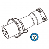 IEC 309 插头3芯 2P 3W, IP 67 防水密封型 欧规16A 250V