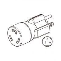 AC转接头, NEMA 6-20P转L6-20R,Twist Locking, 2 P 3芯接地, 3转3-Pin, 20A 250V