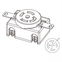 美规 (美标)防松脱 插座 NEMA L21-30R, 4 P 5芯接地 30A 3ØY 120V/208 V