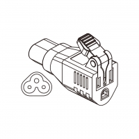 AC转接头, IEC 320 Sheet A 插头连接器转NEMA 5-15R, 2 P 3芯接地, 附易力拔省力把手, 3转3-Pin, 2.5A转15A