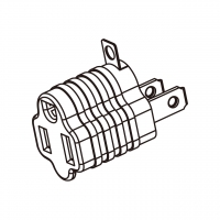 转接头,美规(美标)NEMA 1-15P 插头转 5-15R连接器, (金属-Pin  接地), (超声波组装式)2转 3-Pin  10A/125V (本产品无电压转换功能)