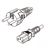 韩国3-Pin 插头转 IEC 320 C13品字尾 AC电源线组- 成型PVC线材(Cord Set) 1.8 米黑色 ( HVV-F 3G 0.75mm² )