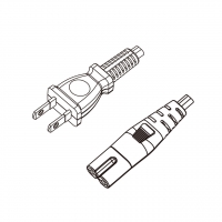 台湾2-Pin插头转 IEC 320 C7 八字尾 AC电源线组-PVC线材 (Cord Set) 1 米黑色 (VCTFK 2X0.75mm² )