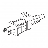 美规(美标)NEMA 1-15P 直式 AC插头2 P/ 2 芯 不接地, 15A 125V