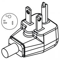 台湾/日本2-Pin 3 芯接地 AC插头20A 125V,